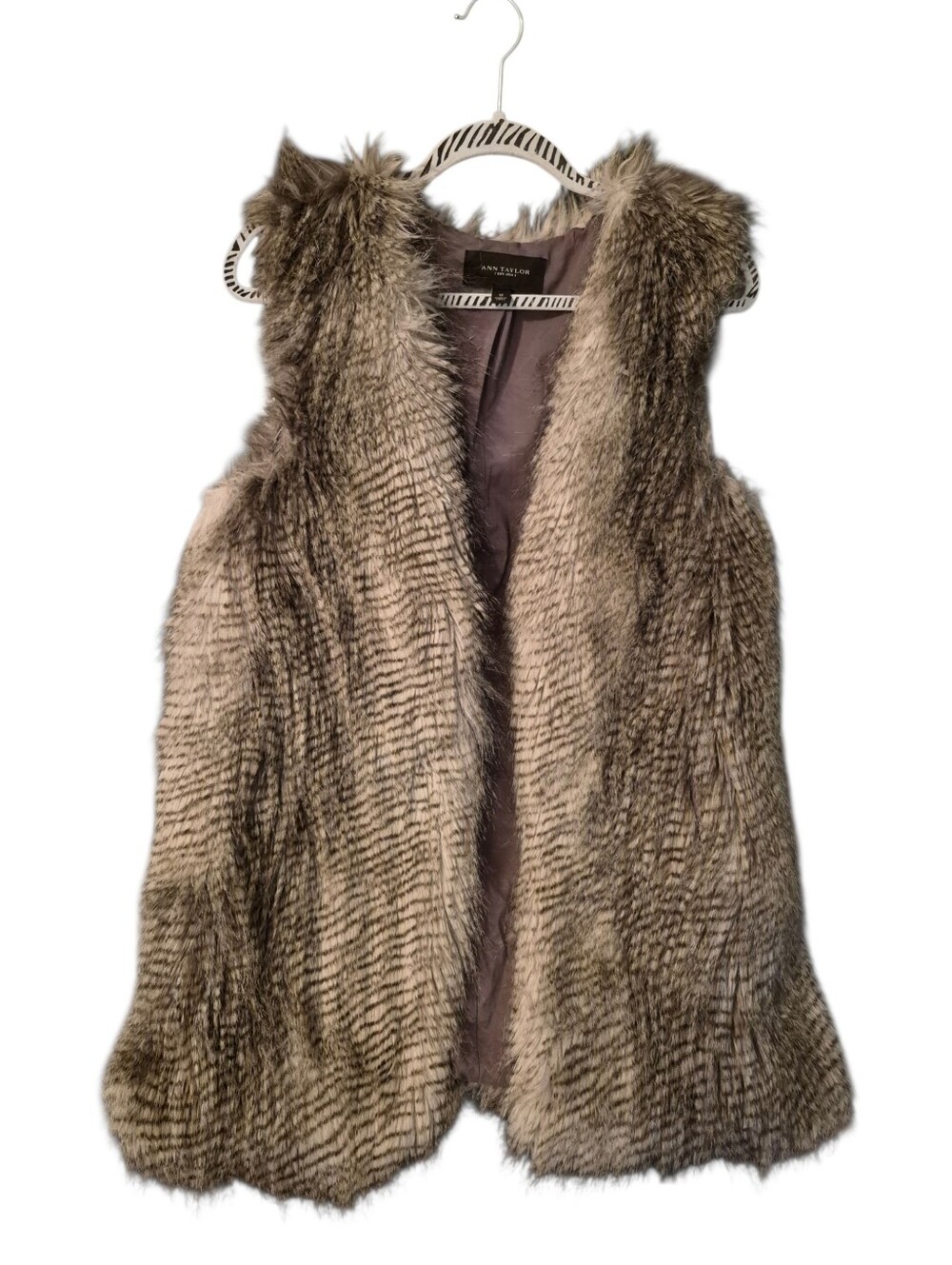 Ann Taylor Faux Fur "Mob Wife" Vest - M. S8